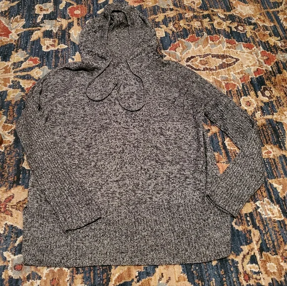 GAP Marled Knit Hooded Pullover - Heather Gray - Picture 10 of 13